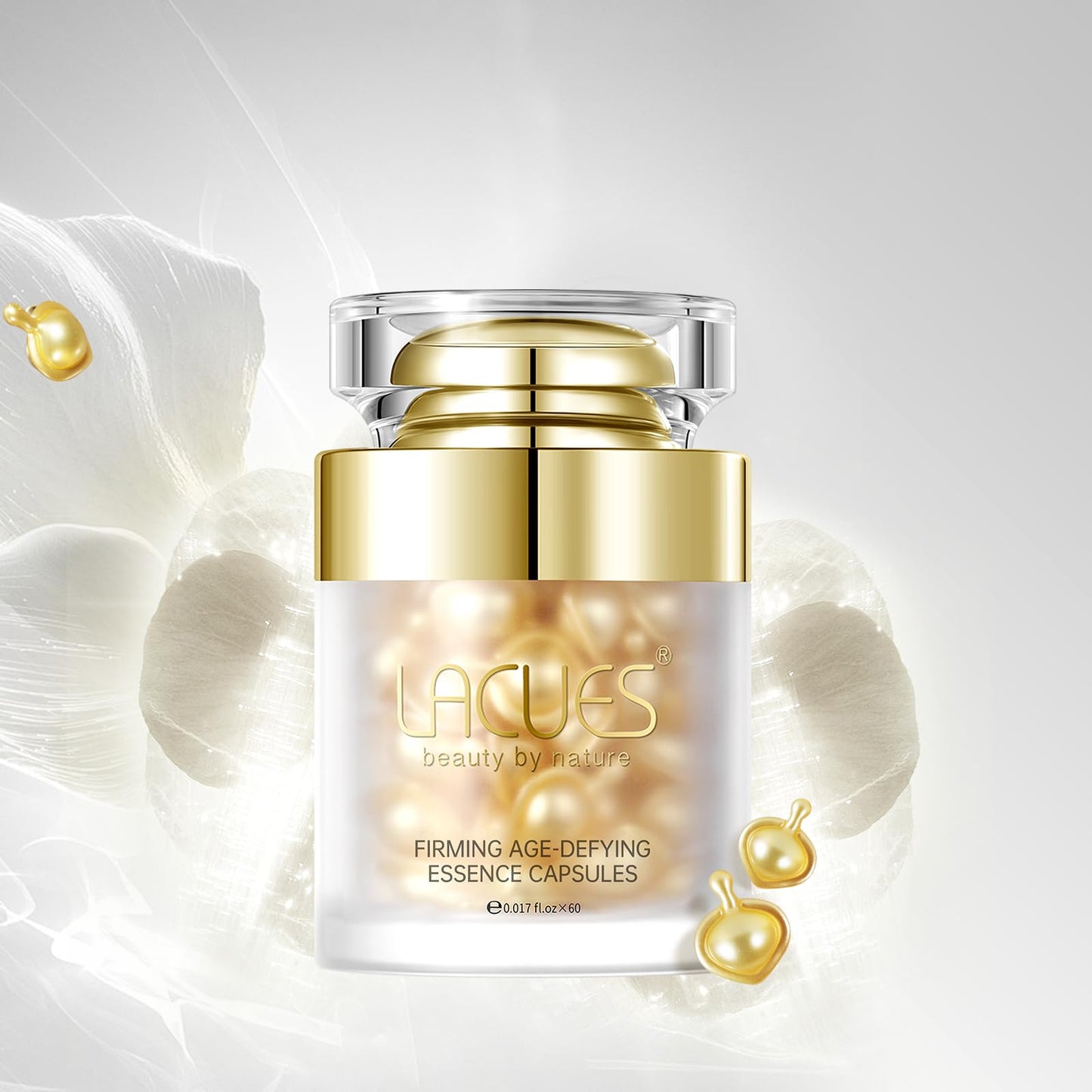 LACUES 60 Day Type I & III Collagen Face Serums,Anti-Aging Wrinkle,Daily Line Smoothing Skin Care Treatment for Fine Lines, Post-Acne Scars | 3% Squalane + jojoba oil, 60 Individual Capsules