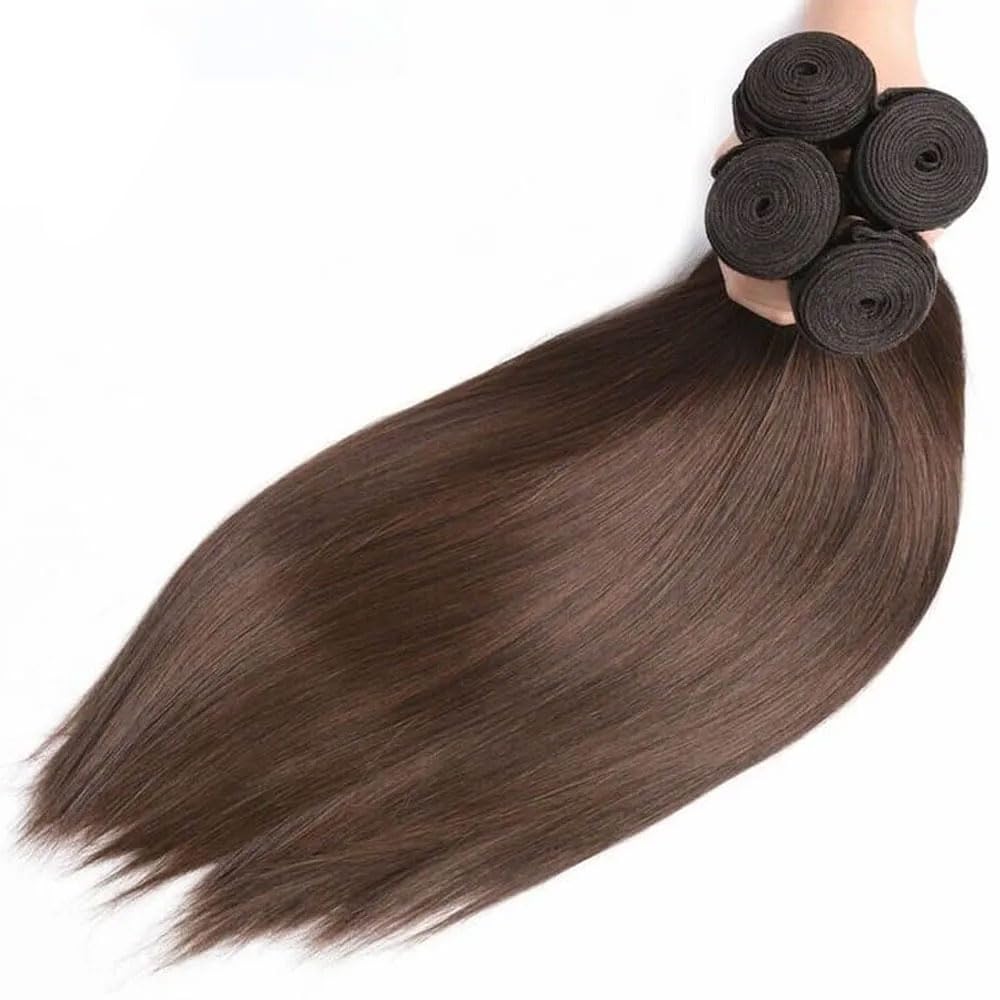 Chocolate Brown Bundle Color #4 Straight Human Hair Bundles Peruvian Unprocessed Virgin Hair 14 16 18 Inch Color #4 Bundle Brown Straight Bundles