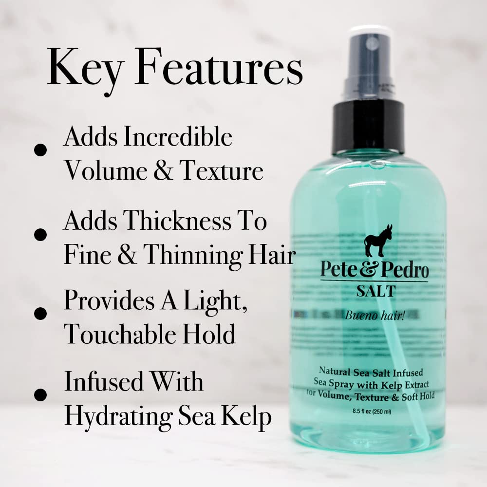 Pete & Pedro Natural Sea Salt Spray 8 oz. & Hair Putty 2 oz. Combo - Adds Instant Volume, Texture, & Thickness | High Hold, Matte Finish Hair Clay for Easy Men’s Hairstyling