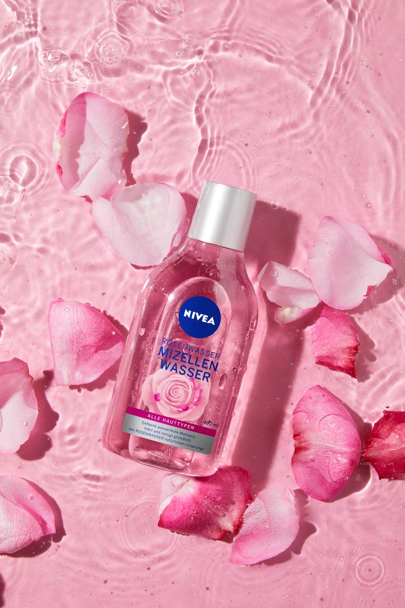 NIVEA MicellAIR Rose Touch Two-Phase Micellar Cleansing Water 400 ml – Gentle Daily Makeup Remover & Face Cleanser with Rose Water, Hydrates and Refreshes Skin for All Skin Types
