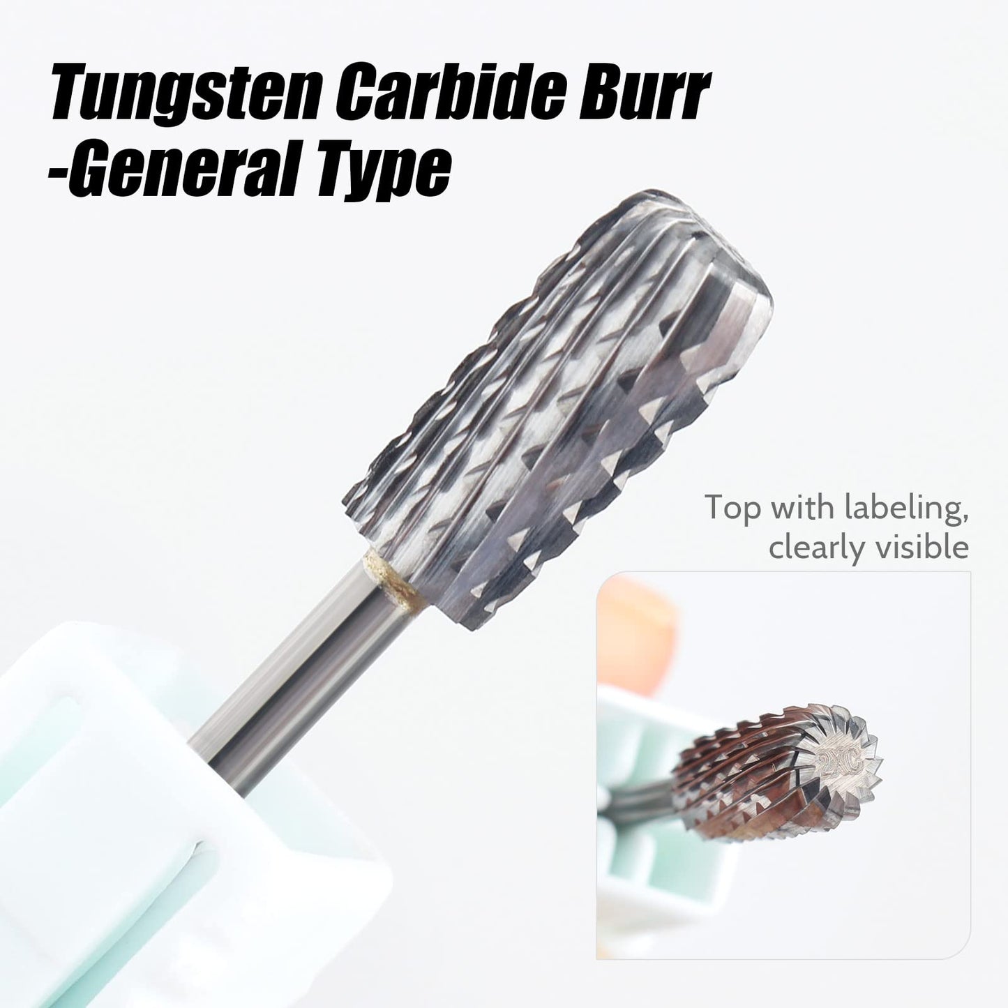 QUNZHAO Nail Drill Bits Dust Droof Bit Tungsten Steel Fast Remove Acrylic or Hard Gel 3/32" Shank - Manicure, Nail Art, Drill Machine Accessories (2X Extra coarse-2XC, Silver)