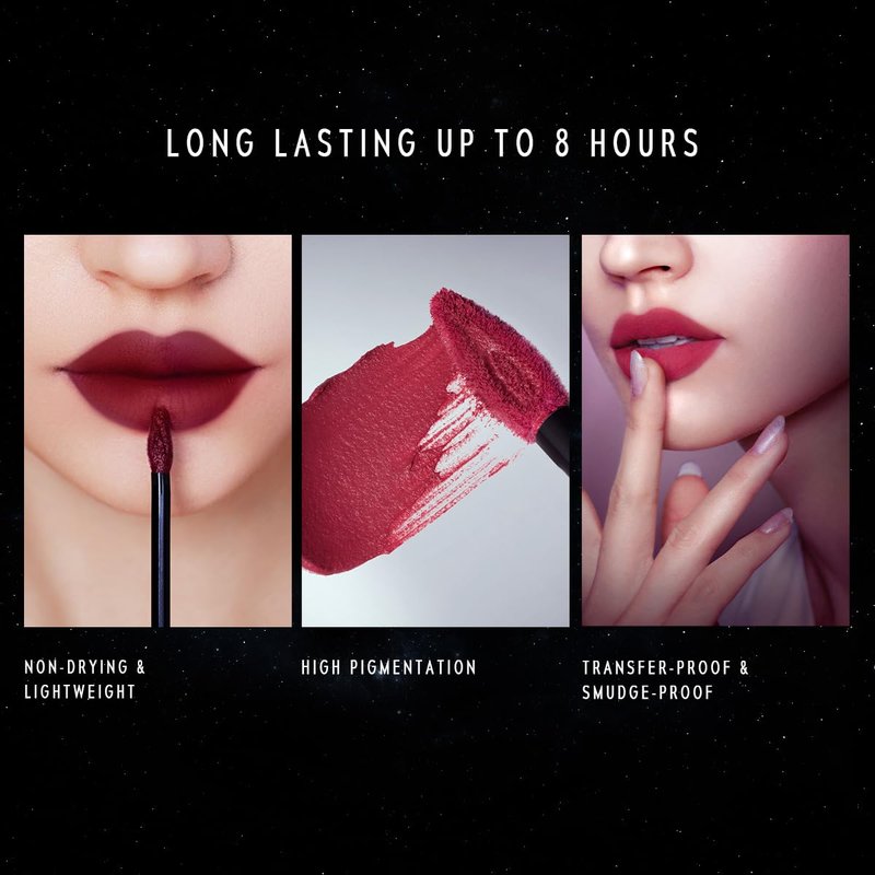 TIMEPHORIA Nebula Velvet Lip Cream, 09 Helion Deep Berry Red Color, Velvet Matte Finish, Lightweight Non-Drying Soft Cream Texture, Blurs Lip Lines, High Pigment Transfer-Proof Long-Lasting Lip Tint