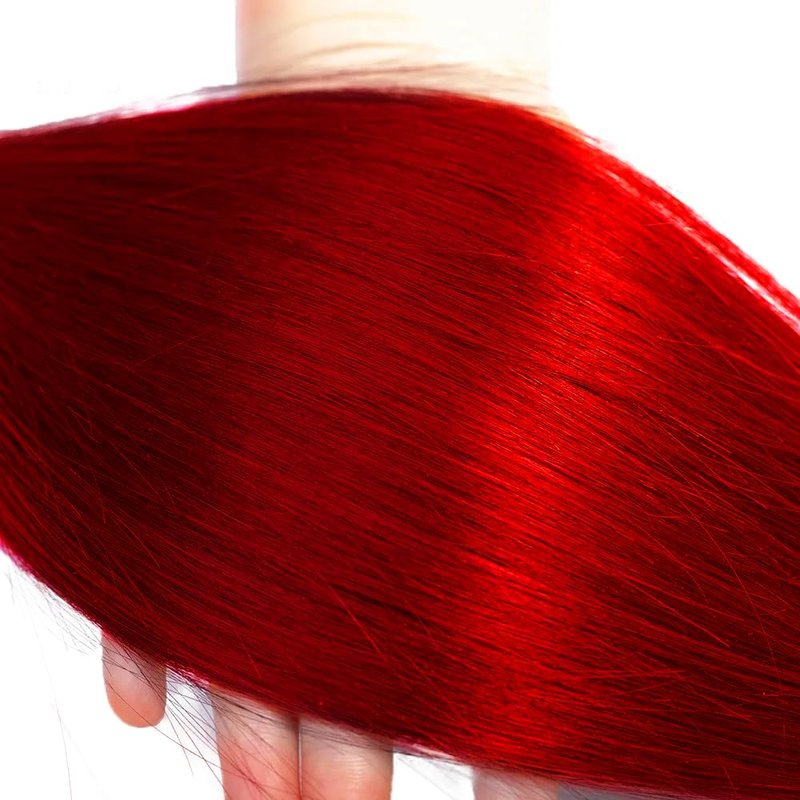 Human Hair Extensions - Burgundy Straight Bundles | 20-Inch Unprocessed Brazilian Virgin Hair, 3-Pack