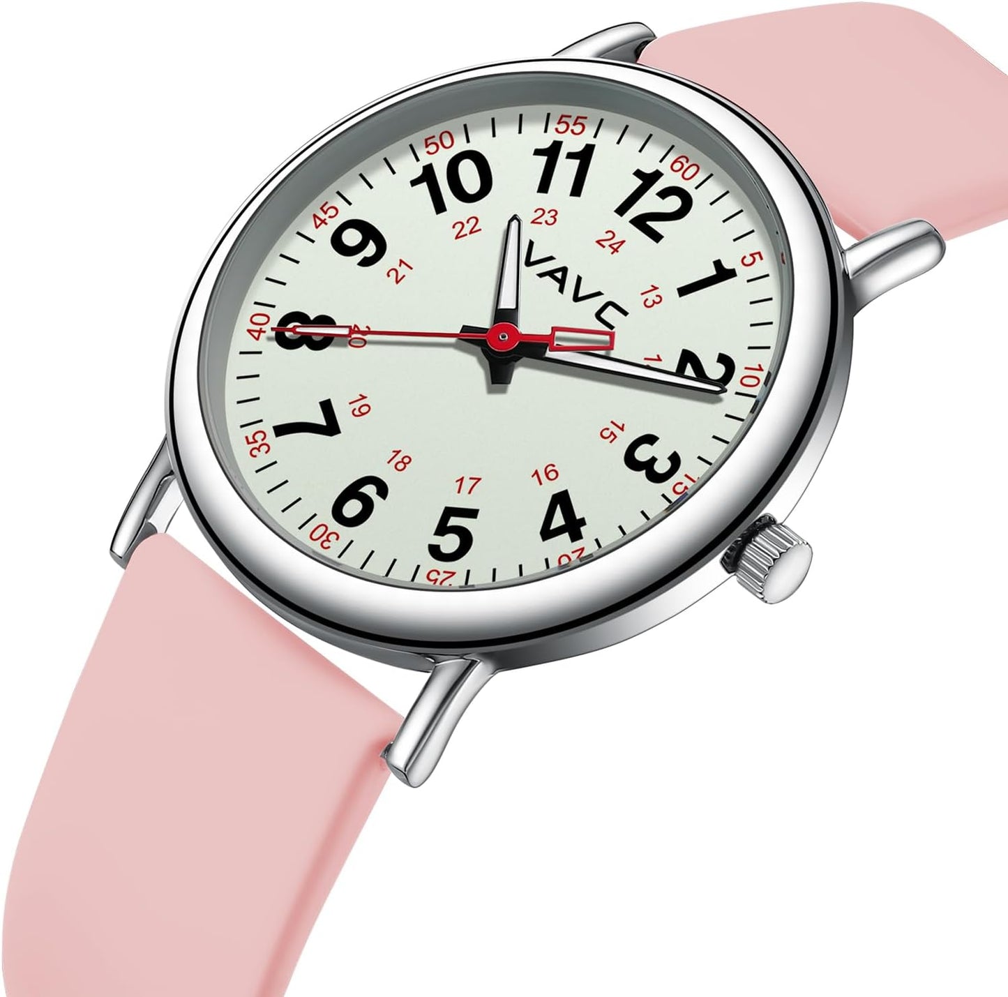 Waterproof Analog Nurse Watch for Nurses,Students,Medical Professionals,Women Men,with Luminouse Easy Read Dial,Military Time,Second Hand and 24 Hour,Comfortable Silicone Band.