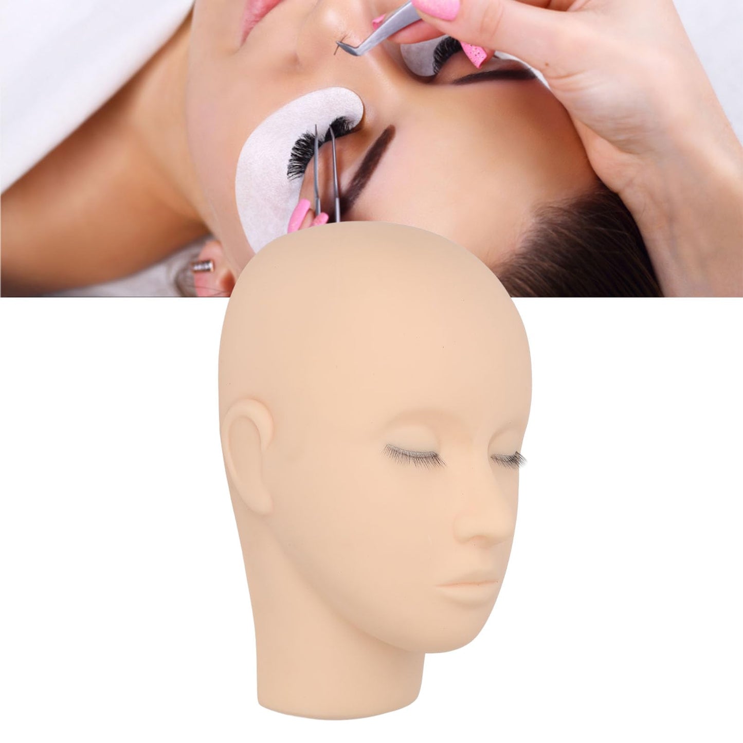banapoy Lash Mannequin Head, 3 Layers Silicone, Eyelash Extension Training & Makeup Practice Head