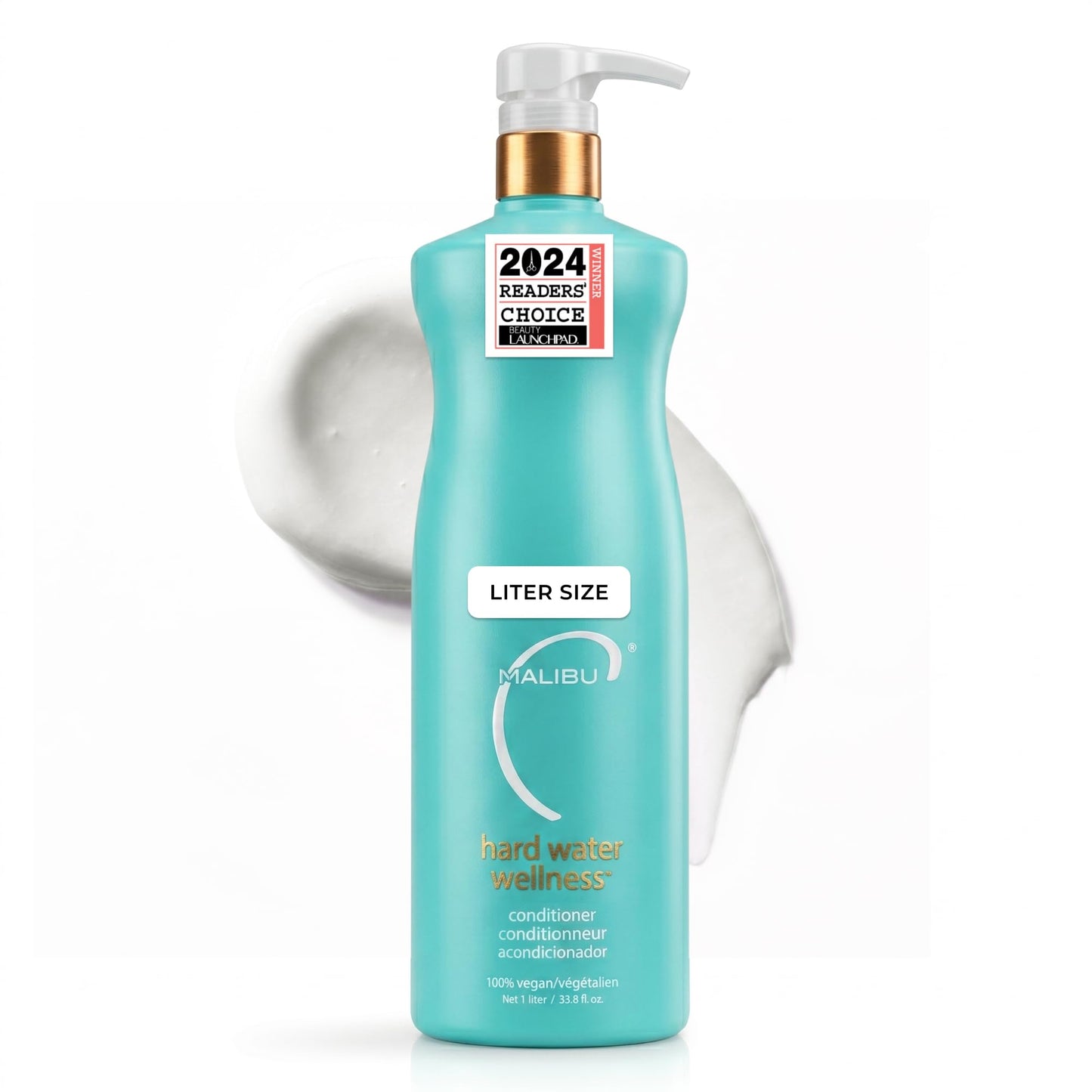 Malibu C Hard Water Wellness Hair Conditioner - Sulfate Free Conditioner that Increases Moisture & Shine - Protects Hair from Waterborne Elements (33.8 oz)