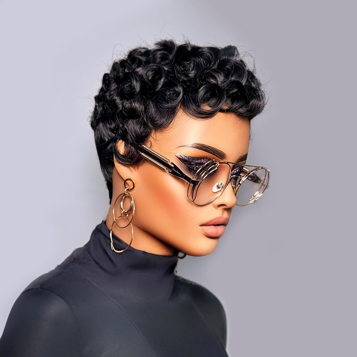Jgzpfo Pixie Cut Wig Human Hair for Black Women Short Pixie Cut Wigs Natural Looking 100% Real Human Hair Wigs Glueless Full Machine Made Wigs for Black Women (C-025 1B)