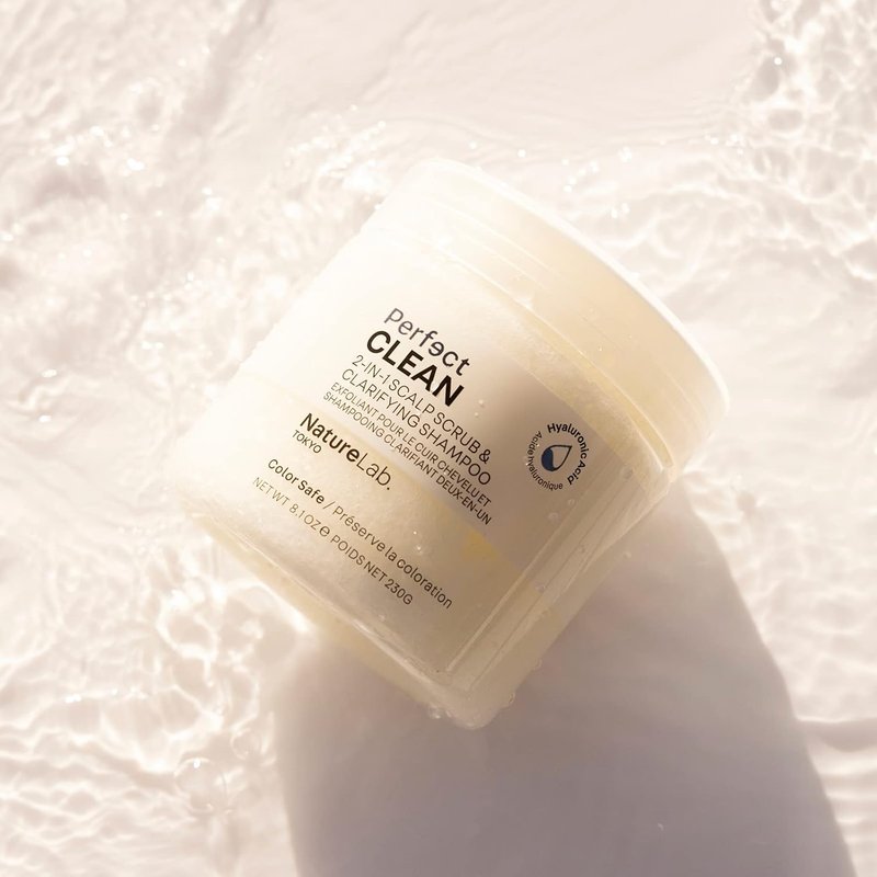 NatureLab.TOKYO Scalp Scrub & Clarifying Shampoo - Exfoliating Sugar Crystals, Probiotic Sake Water | 8.1 oz for Shine & Hydration
