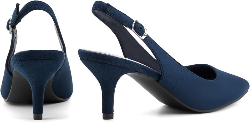 Women's Pointed Toe Slingback Dress Pumps - Greatonu Kitten Heels