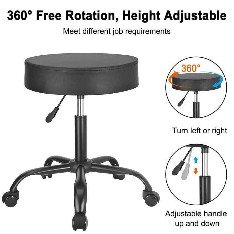 JOSTZHXIN Rolling Stool PU Leather Swivel Stools Height Adjustable, Drafting Work SPA Task Chair with Wheels, Home Office Salon Stool Chair (Style 2)