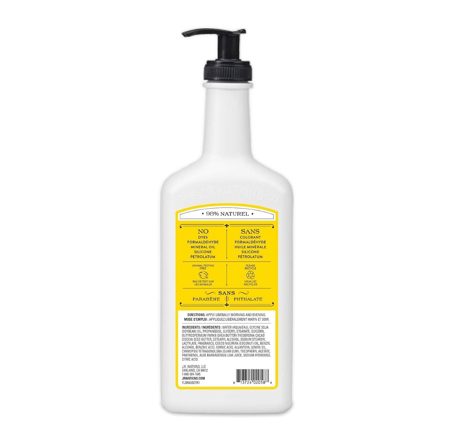 J.R. Watkins Daily Moisturizing Lotion - Nourishing Lemon Cream Formula | 18 Fl Oz