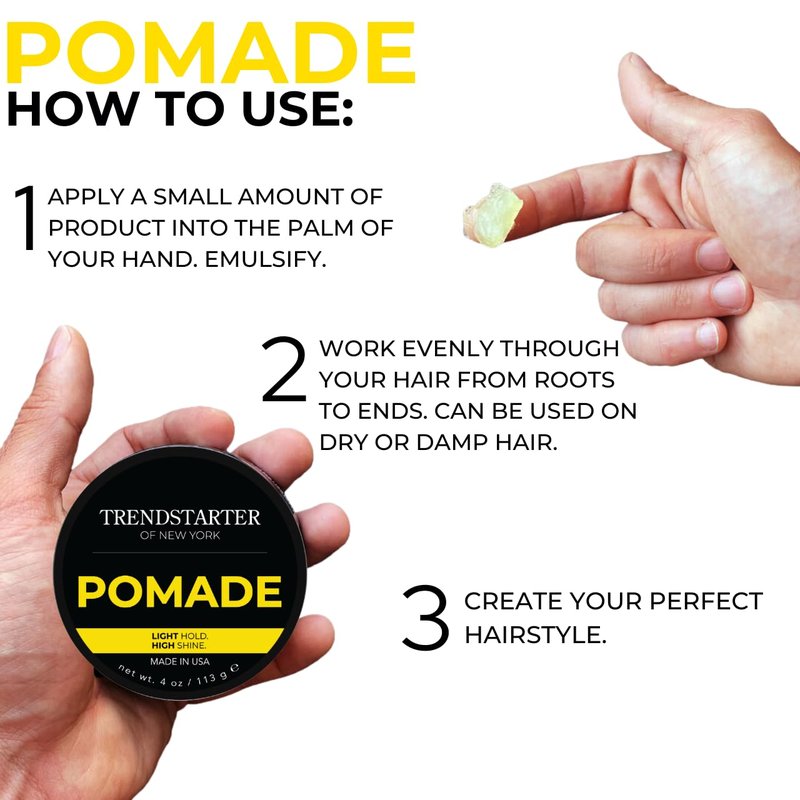 TRENDSTARTER - CLASSIC POMADE (4oz) (PACK of 2) – Light Hold - High Shine - Water-Based Pomade - All-Day Smooth Wet Look Finish - Non-Crispy Formula - Premium Hair Styling Products