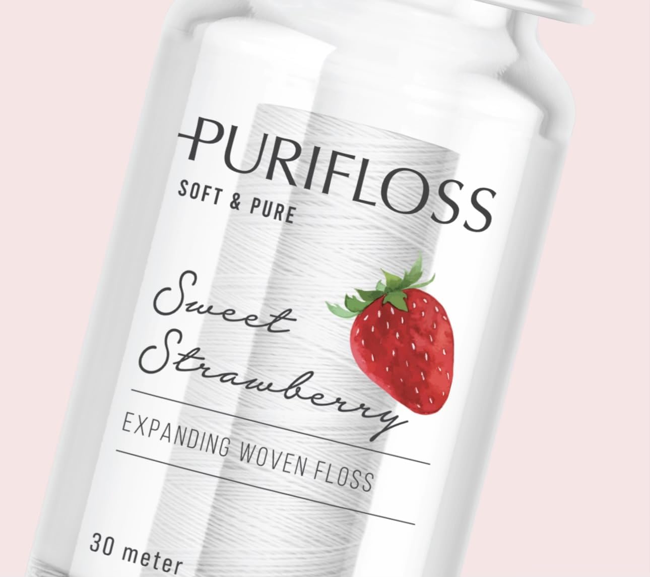 PURIFLOSS Premium Expanding Woven Dental Floss, PTFE & PFAS Free, Sweet Strawberry, Eco-Friendly, Vegan, Cruelty-Free, Dentist Recommended, Teen & Kid Friendly (33 Yards)