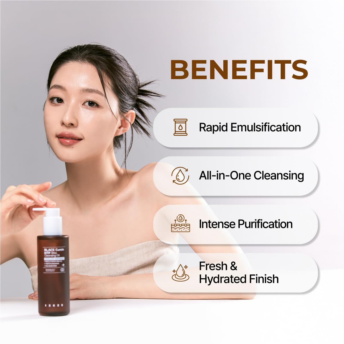 IZEZE Black Cumin NTP Bliss Cleansing Oil | Blackhead Remover, Makeup Remover, Deep Facial Cleanser, Clear Pore, Sebum Control, Korean Face Oil, 6.76 fl.oz