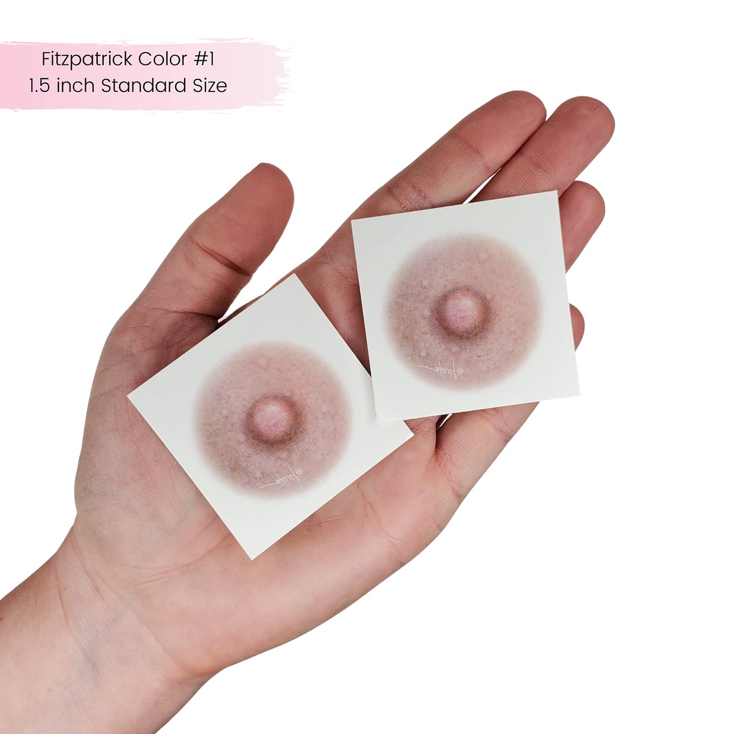 Breast Cancer Areola Temporary Tattoos, Fitzpatrick Colors 1-5, 1.5 inch, 5 pairs