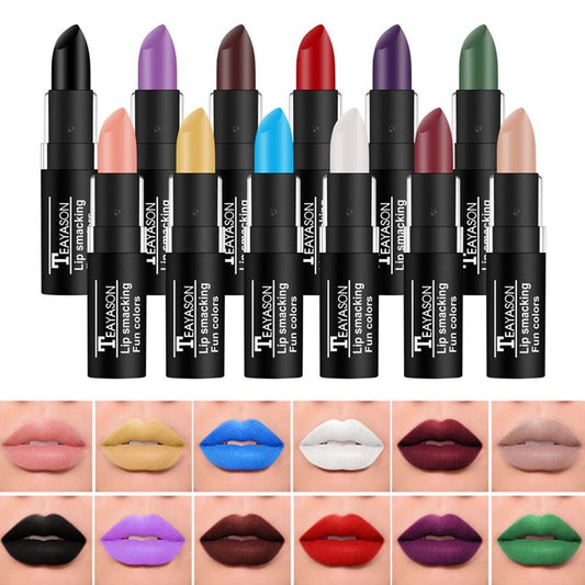 BIOKUSY 12 Colors Vivid Vampire Matte Lipstick Set - Long Lasting, Waterproof Makeup for Halloween Party, Cosplay, and Camouflage Face Paint