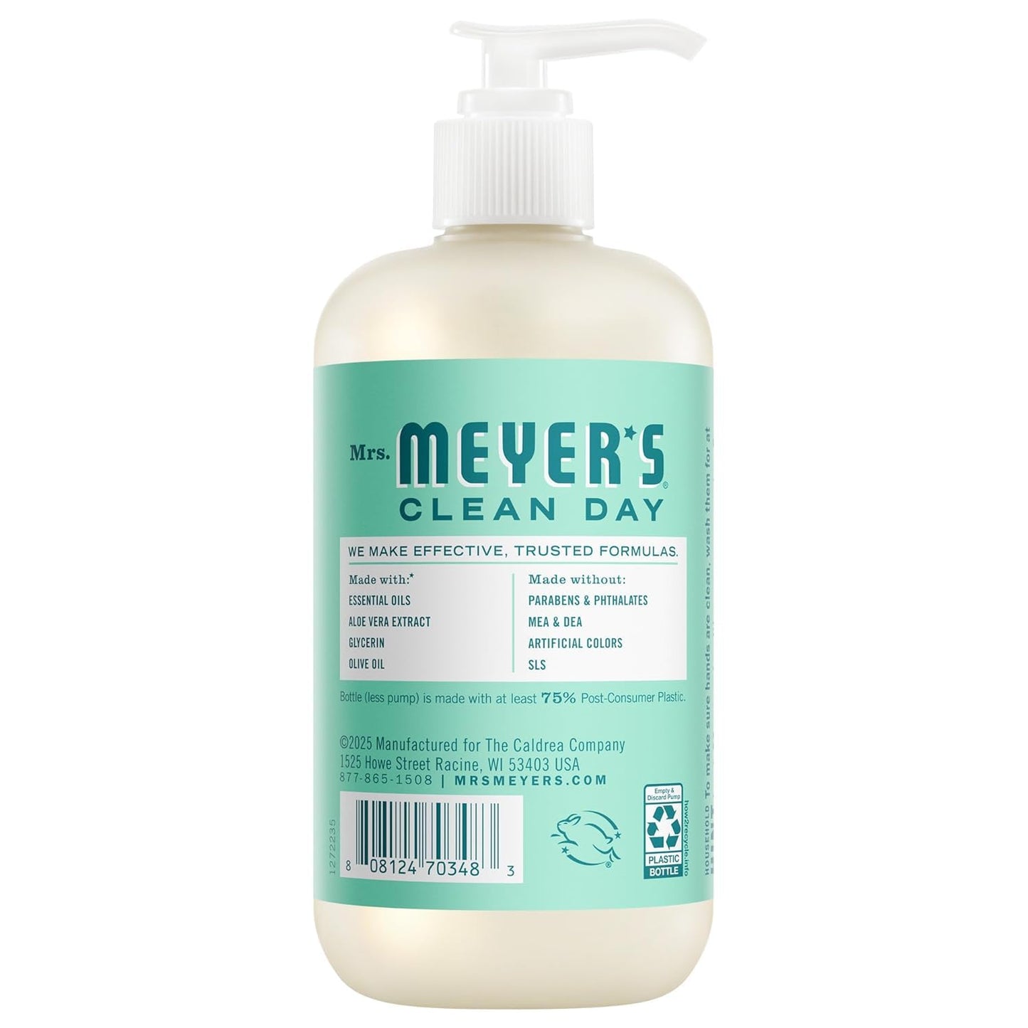 Mrs. Meyer's Clean Day Liquid Hand Soap - Mint Scent | 12.5 Fl Oz (Pack of 3)