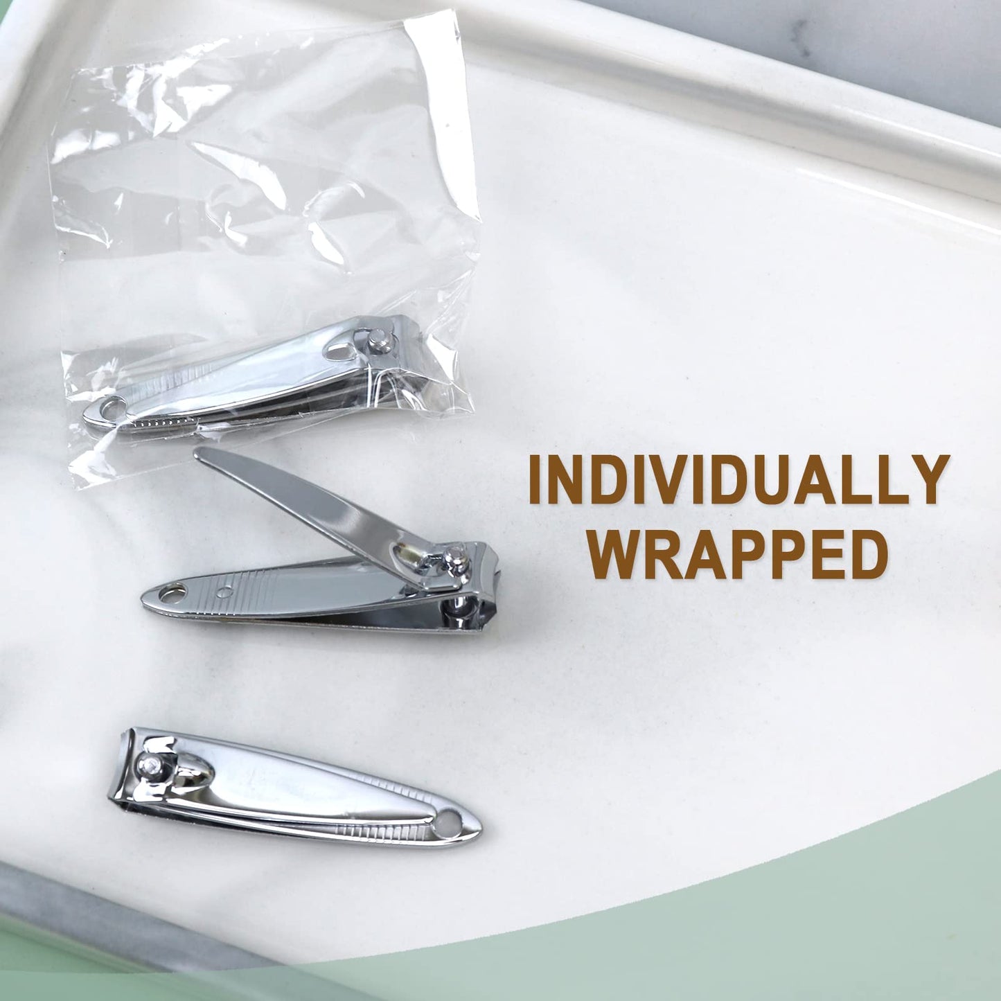 50 Pack Stainless Steel Nail Clippers Bulk, Bulk Nail Clippers for Homeless Individually Wrapped, for Homeless,Shelter, Air Bnb, Hotel (50 PCS)
