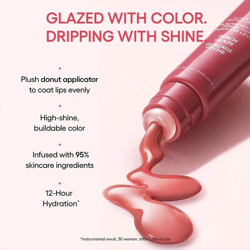 TAIKELOP Tinted Lip Serum with Donut-Shaded Applicator: Hydrating Lip Serum for Glossy, Nourished Lips with Plumping Polypeptides,8 Colors for Choosing