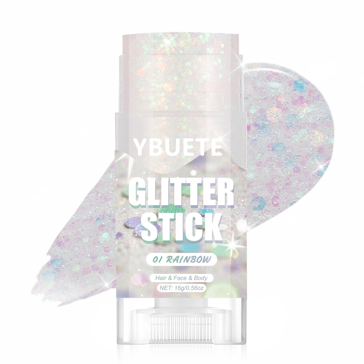 YBUETE Rainbow Face and Body Glitter Stick for Sparkling Makeup, Hair Glitter Accessories for Women, Highlighting Stick for Fairy Dust Makeup, Cheerful Face Glitter for Festive Parties and Carnivals