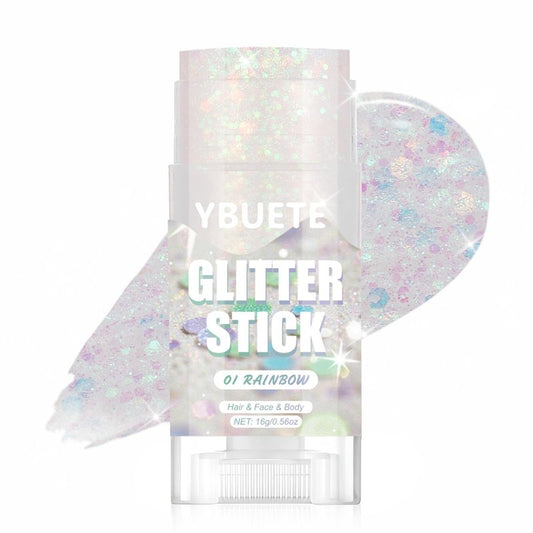 YBUETE Rainbow Face and Body Glitter Stick for Sparkling Makeup, Hair Glitter Accessories for Women, Highlighting Stick for Fairy Dust Makeup, Cheerful Face Glitter for Festive Parties and Carnivals