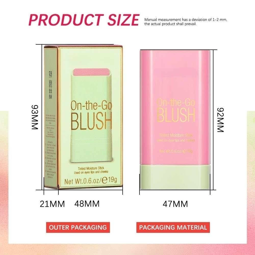Lovelycat On-the-Go Makeup Blush Stick Tinted Moisture Stick, Shadow Lips Cheek Blusher Creamy Long Lasting Natural Nude for All Skin Natural Waterproof, Long Lasting (Pink)