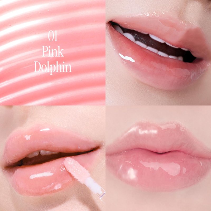 Crystal Dewy Lip Gloss - Lightweight Non-Sticky Hydrating Formula | High-Shine Korean Lip Care | 0.17 oz. (Pink Dolphin)