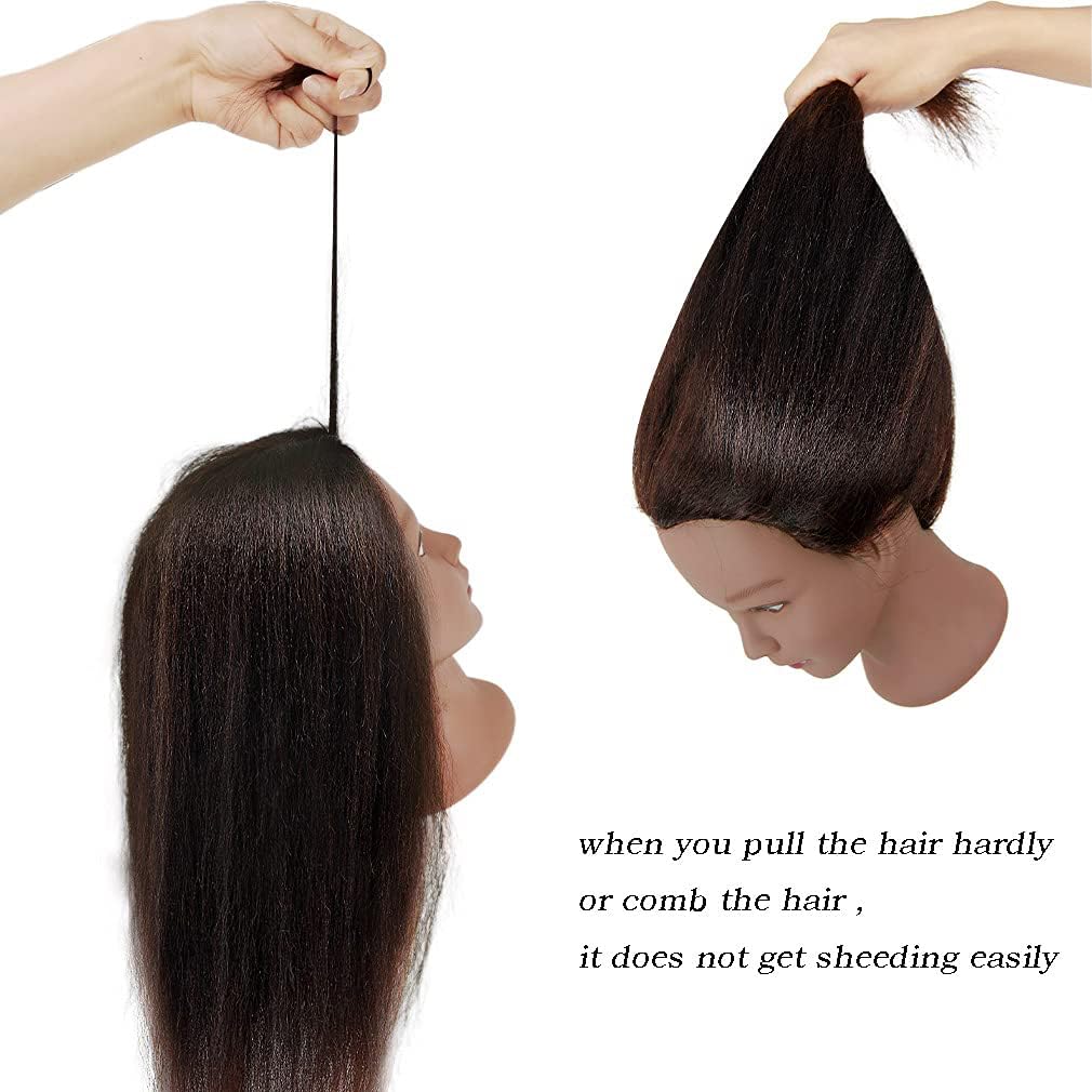 FABA Mannequin Head Human Hair, Dark Brown, 20"-22", 100% Real Hair