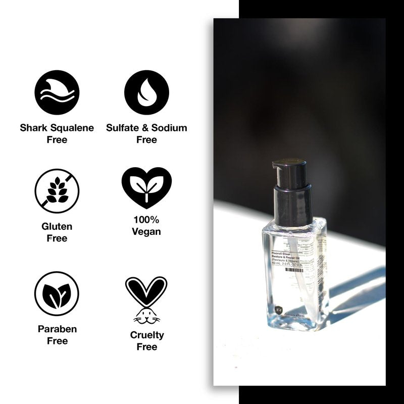 Number 4 Hair Oil - Fluoro5 Elixir Restore & Repair Anti-Frizz Serum for Damaged Hair | 2.0 oz
