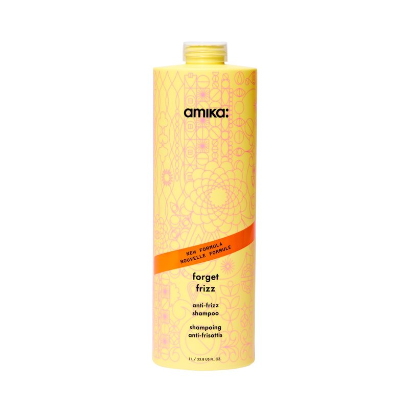 amika forget frizz anti-frizz shampoo, 1000ml | smoothing, humidity protection, up to 72 hour frizz control + lightweight hydration, for medium to thick coarse hair types 2a-4c