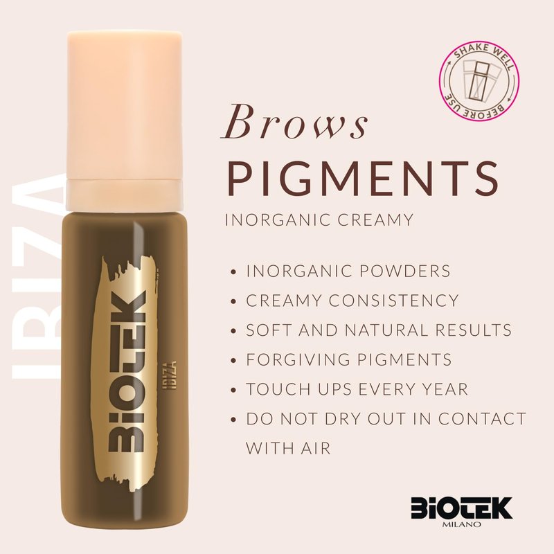BIOTEK Brow Pigment for Permanent Makeup - Neutral Blond Color for Eyebrows - Inorganic Creamy - Made in Italy - Moscow 0,24 fl.oz.