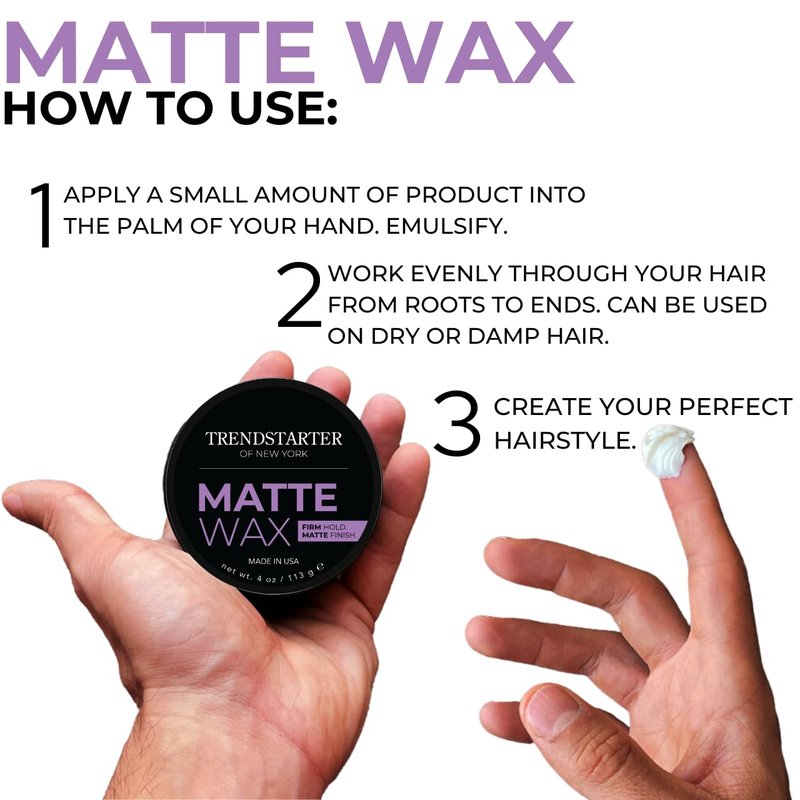 Matte Hair Wax - Firm Hold Water-Based Pomade | Flake-Free Styling for All Hair Types - 4oz