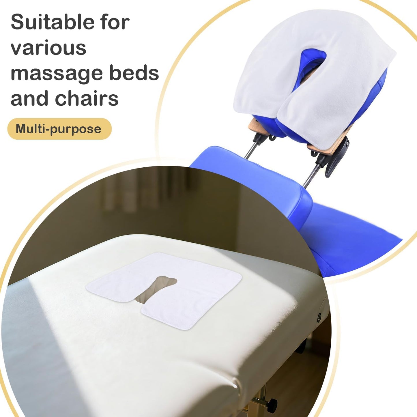 SINLAND Microfiber Face Cradle Covers Large Size Soft and Reusable Non-Stick Massage Headrest Cover Suitable for Any Massage Tables & Massage Chair