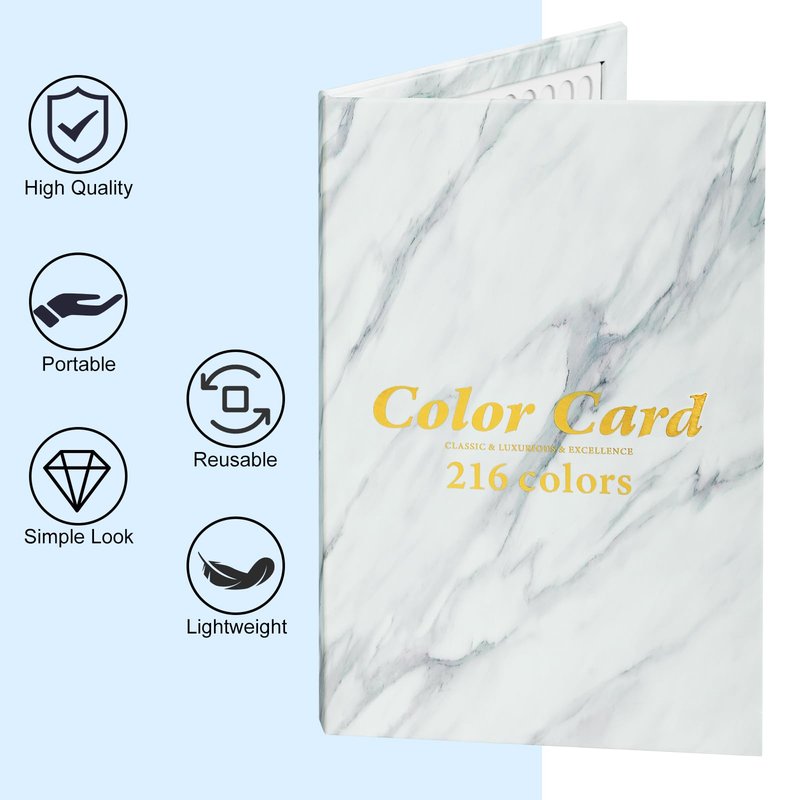 C12rtive 216 Nail Swatch Book,Professional Nail Polish Chart Book with 240 Practice Tips & 1-300 Number Labels, Pre-Numbered Slots,Perfect for Salons and Home Use(Marble)