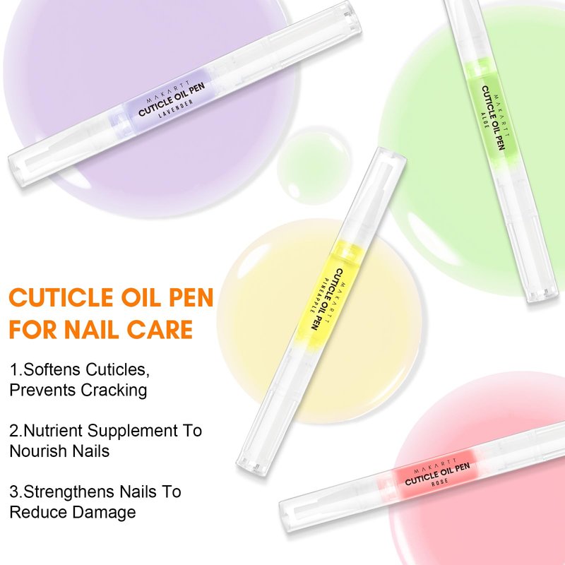 Makartt Cuticle Oil Pen Nail Care: 12pcs Repair and Softener with Vitamin E, Moisturizer Kit for Acrylic Nails, Art Accessory for Manicure and Pedicure, DIY Home Salon Use