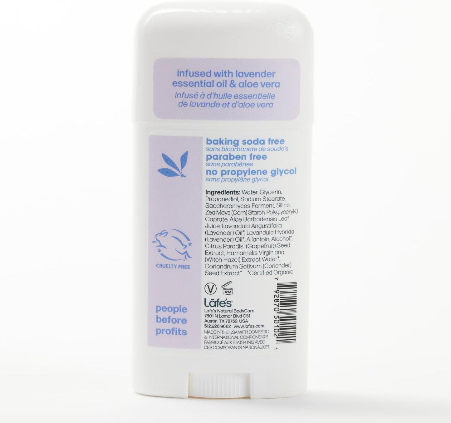 Lafe's Natural Deodorant Stick - Aluminum Free, Paraben Free, 24-Hour Protection | Lavender & Aloe, 2.25oz (3-Pack)