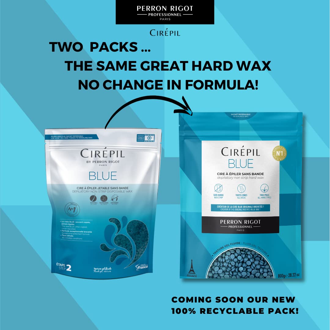 Cirepil Hard Wax Beads - Unscented Blue Wax for Face & Body | 800g - Ideal for Sensitive Skin & Brazilian Waxing