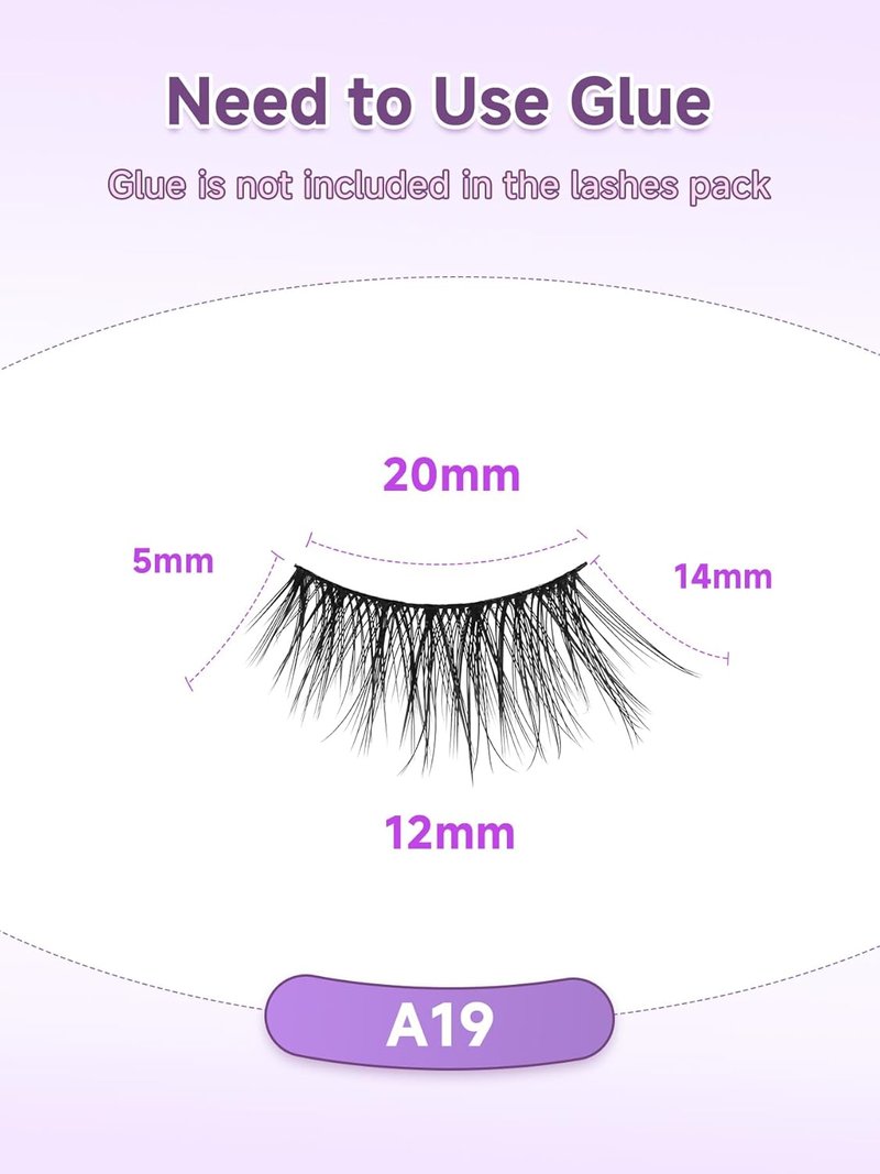 Natural Look Half Eyelashes - 14mm Cat Eye Wispy Lash Strips | 3D Volume Soft C Curl, 7 Pairs