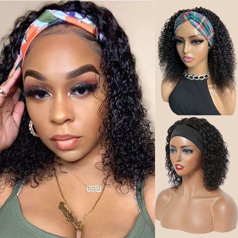 Curly Headband Wig - 100% Brazilian Virgin Human Hair | Glueless, 150% Density for Black Women