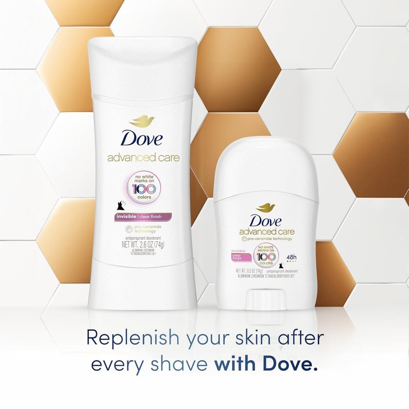 Dove Antiperspirant Deodorant for Women, Clear Finish, 2-Pack + Travel-Size – No White Marks, Pro-Ceramide Technology, Vegan & Cruelty-Free