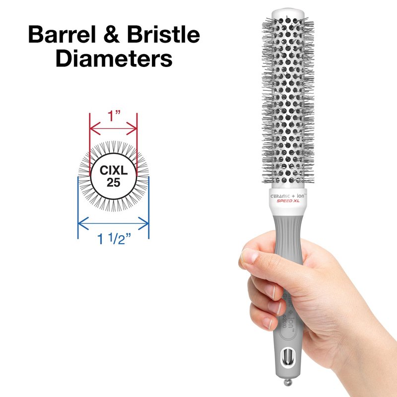 Olivia Garden Ceramic + Ion Speed XL - Extra-Long Round Thermal Hair Brush - Not Electrical - Professional Blowout Brush for Normal to Thick Hair - 2 1/8"- Diameter Barrel - CIXL-55
