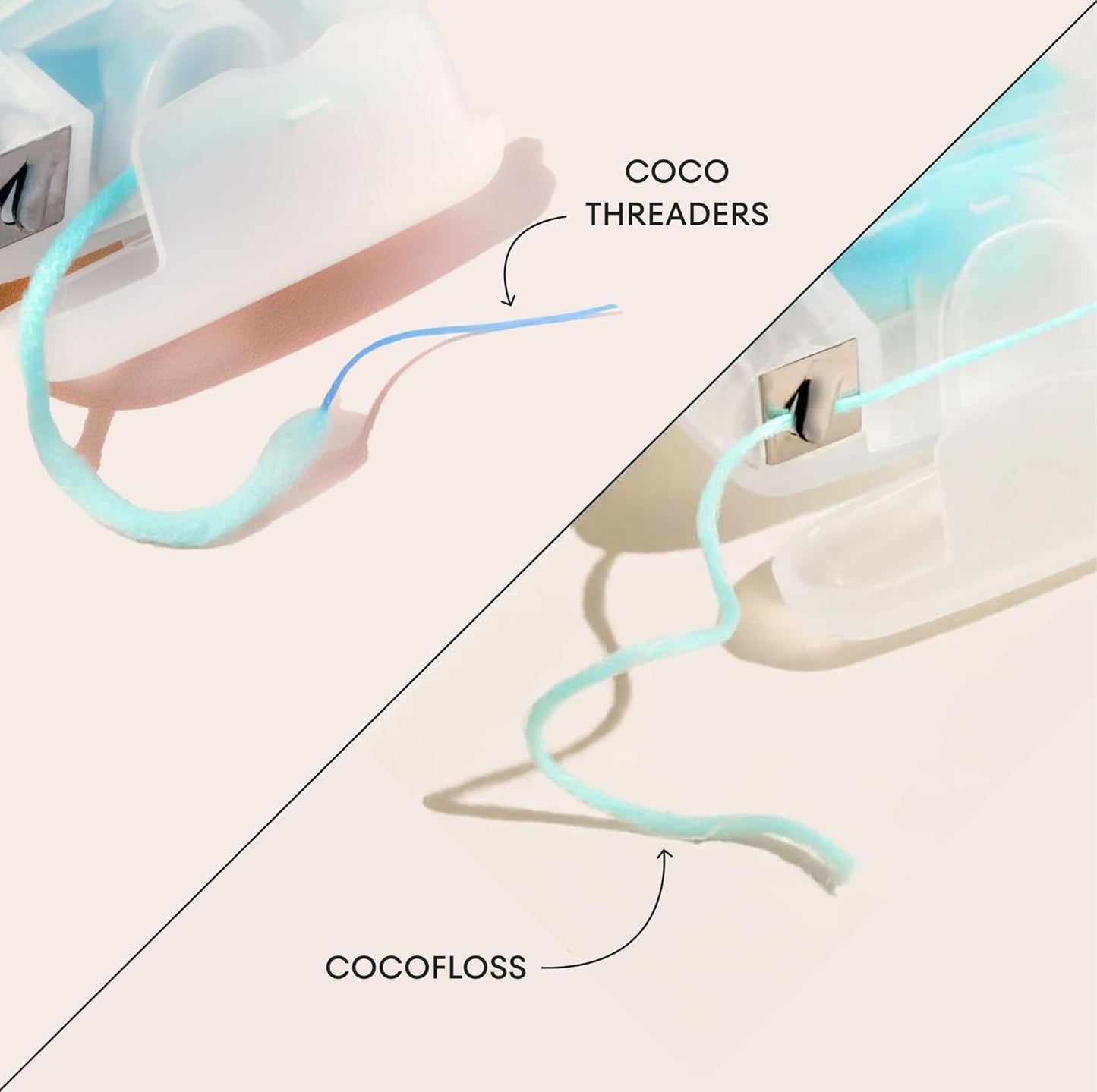 CocoPlush Floss Threaders - Expanding Woven Floss with Built-in Threader for Braces & Implants | Mint Scent, 30 Count
