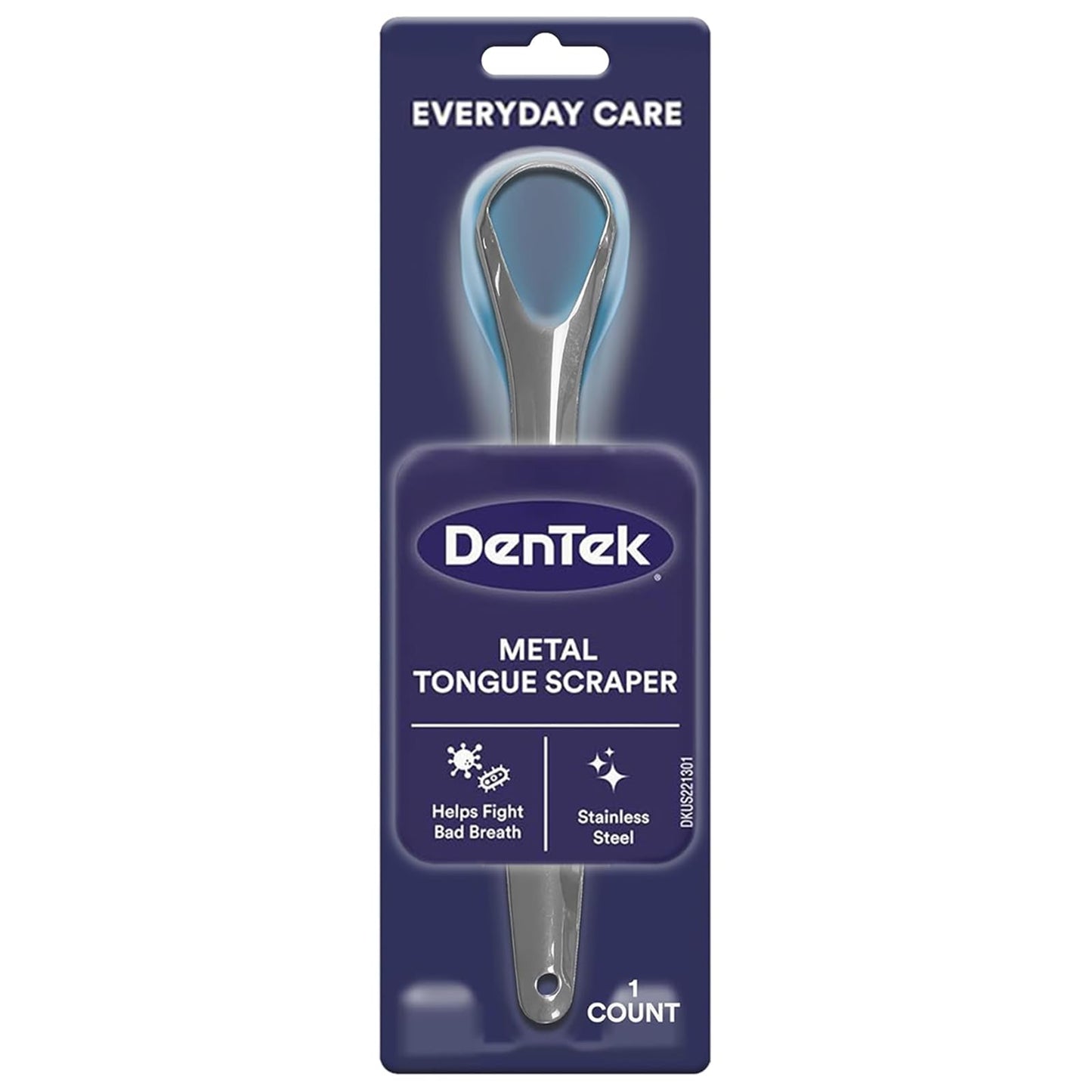 DenTek Metal Tongue Scraper for Better Oral Health – Removes Bacteria, Fights Bad Breath – 100% Stainless Steel, Dishwasher-Safe – Slim Design, Works Gently
