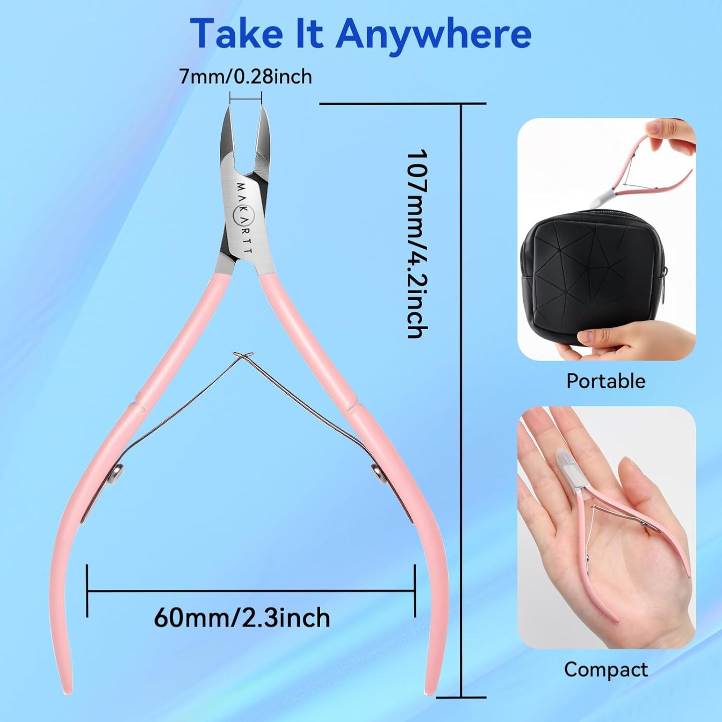 Makartt Cuticle Nippers - Professional 7mm Blade Trimmer with Ergonomic Handle | Pink, 2 Pack for Salon & Home Use