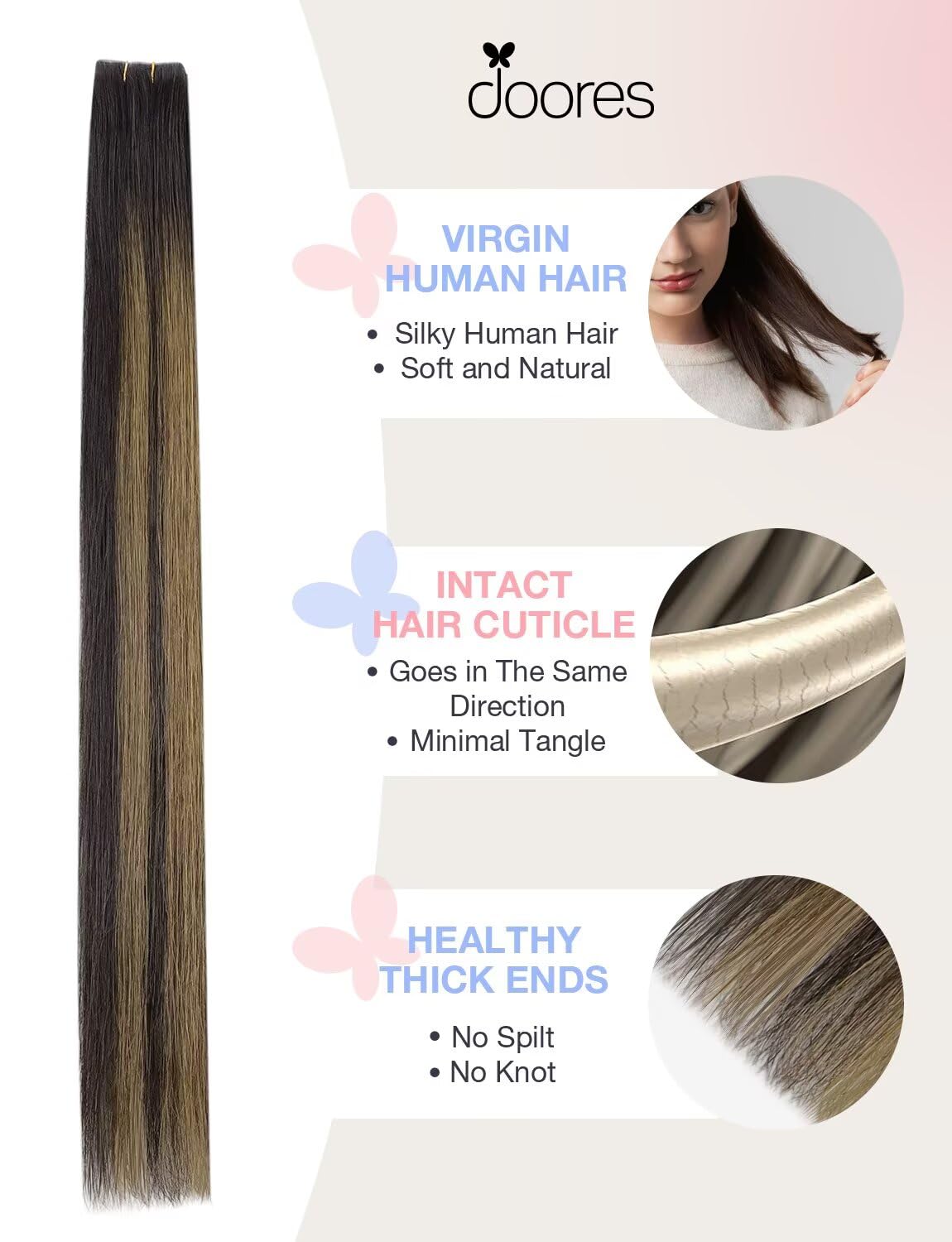 Invisible Tape In Human Hair Extensions - Dark Brown to Chestnut Brown | 10pcs, 16 Inch, Straight