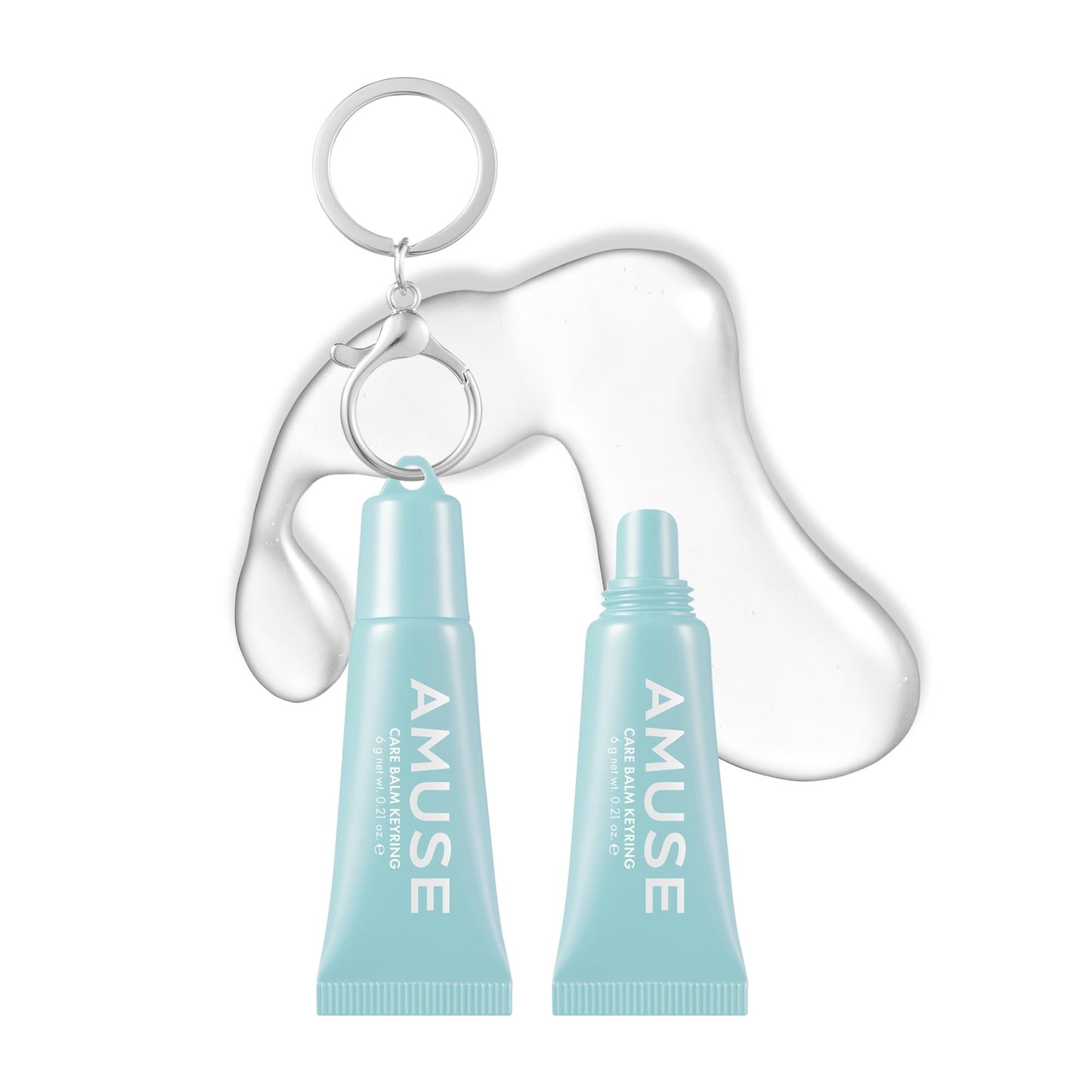 Amuse SEOUL Care Tint Lip Balm Keyring | Korean Beauty Hydrating Lip Balm + Keychain, Rice Extract & Multi-Peptide Complex, Clear Glossy Finish | 0.21 oz