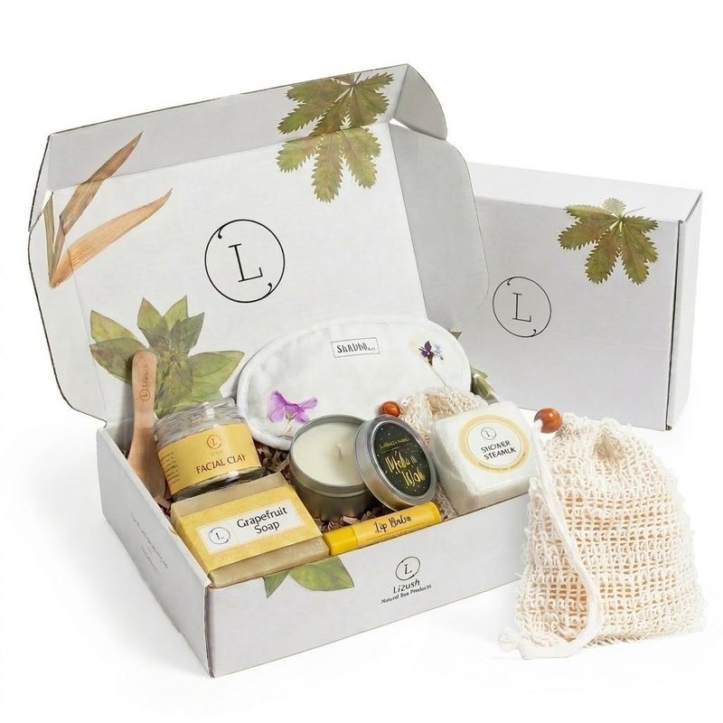Lizush Luxury Spa Gifts for Women – 7 Piece Citrus Spa Gift Set with Candle, Gift Baskets for Women, Body Care Set for Mom, Birthday Box, Relaxation & Self Care Spa Kit for Wife – Handmade in the USA