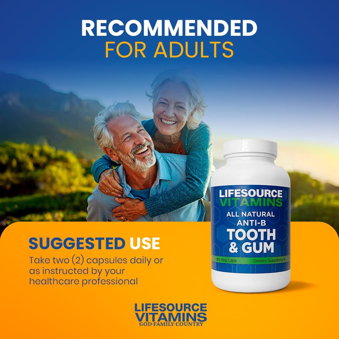 LifeSource Vitamins Tooth & Gum Support - Anti-Bacterial Formula - 90 Capsules | Oral Health Boost