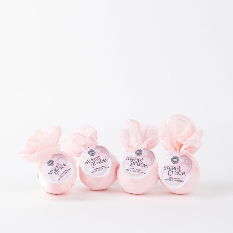 Bridgewater Candle Luxury Foaming Fizzing Pink Scented Bath Bomb 4 Pack-Sweet Grace
