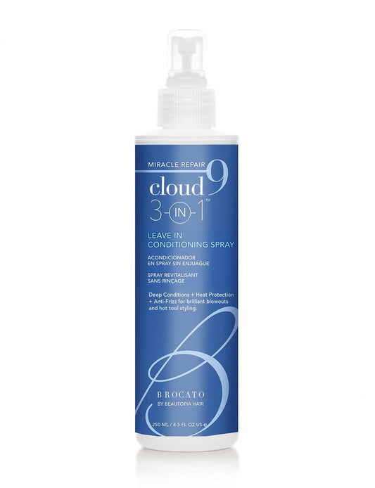 Brocato Cloud 9 Miracle Repair 3-in-1 Heat Protectant and Leave-In Conditioning Spray, 8.5 Oz | For Brilliant Blowouts and Anti-Frizz Hair | Restore Shine and Strengthening for All Hair Types